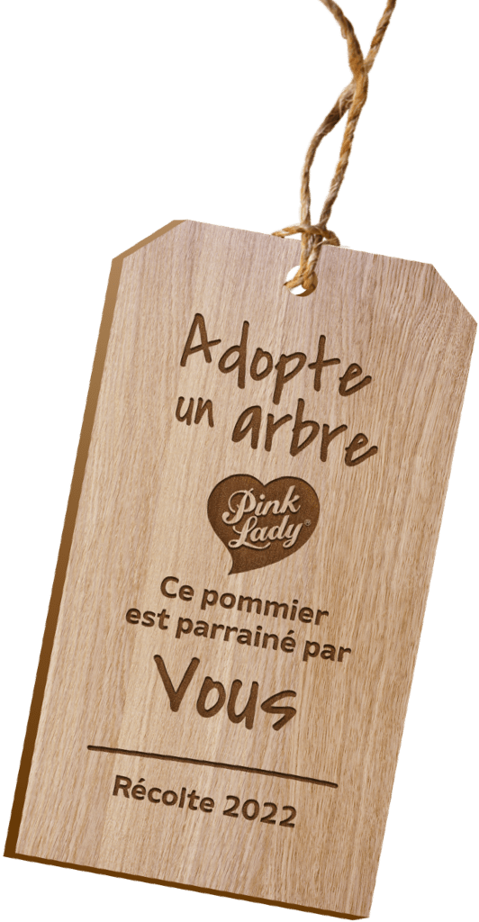 Adopte un arbre étiquette 2022. Ce pommier est parrainé par vous.